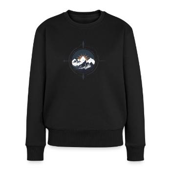 Boussole avec montagnes pour la randonnée - Pull Premium bio Femme - noir - Devant - Julia (174cm)