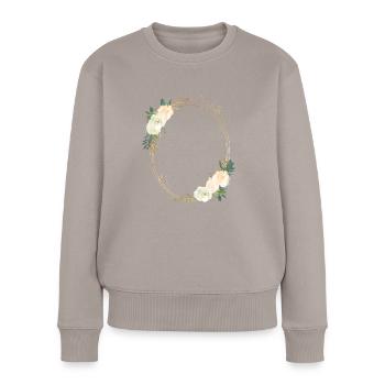 Floral Oval Circle Customizable - Women's Premium Organic Jumper - taupe - Front - Julia (174cm)