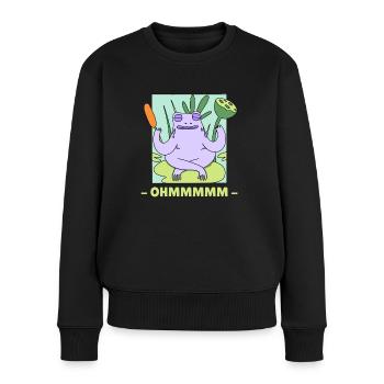 Yoga Frosch - Frauen Premium Bio Pullover - Schwarz - Vorne - Julia (174cm)