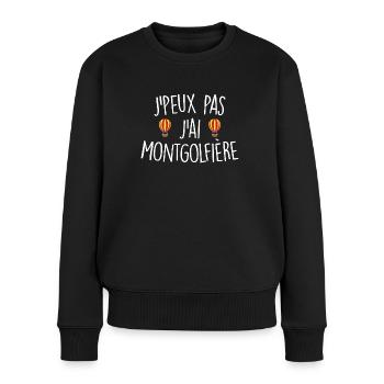 J'peux pas j'ai montgolfière - Pull Premium bio Femme - noir - Devant - Julia (174cm)