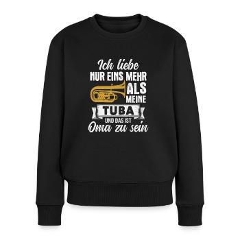 Tuba Oma Tubist Blasmusik Musiker - Frauen Premium Bio Pullover - Schwarz - Vorne - Julia (174cm)