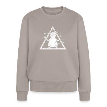 "The Real Martyr Of Human Race" - Frauen Premium Bio Pullover - Taupe - Vorne - Julia (174cm)