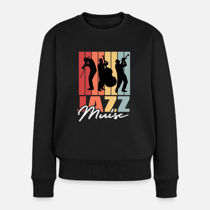JAZZ MUSIC / VINTAGE DESIGN - Frauen Premium Bio Pullover - Schwarz