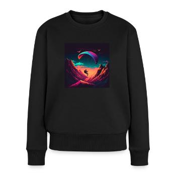 Vaporwave style, paragliding in nature - Women's Premium Organic Jumper - black - Front - Julia (174cm)