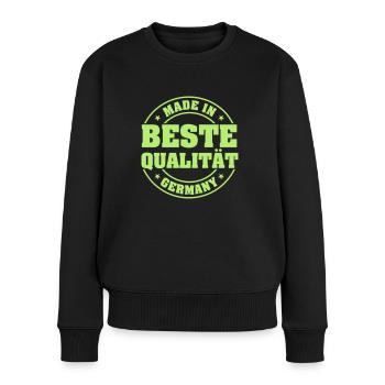 Beste Qualität Made in Germany - Frauen Premium Bio Pullover - Schwarz - Vorne - Julia (174cm)