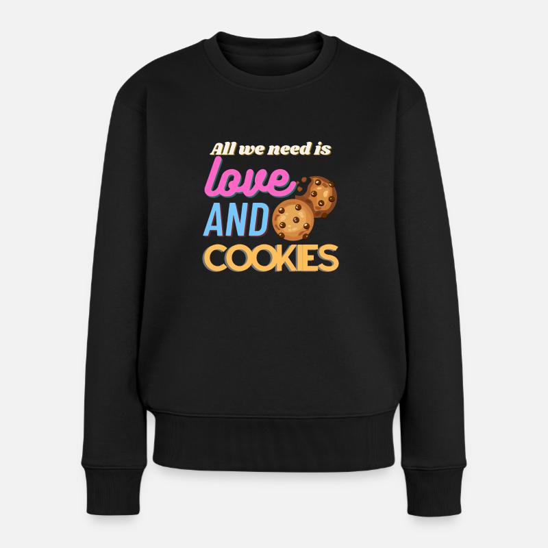 Tout ce dont nous avons besoin, c’est d’amour et de biscuits - Pull Premium bio Femme - noir