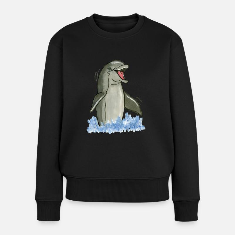 dauphin debout - standing dolphin - Delphin - Pull Premium bio Femme - noir