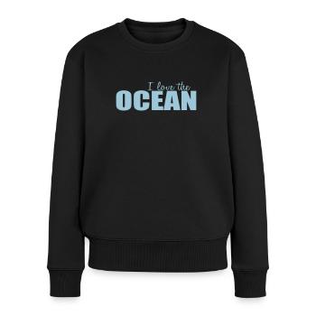 I LOVE THE OCEAN - Frauen Premium Bio Pullover - Schwarz - Vorne - Julia (174cm)