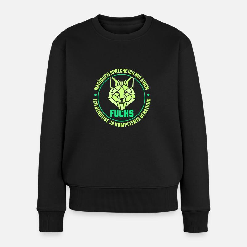 Natürlich spreche ich mit einen fuchs - Frauen Premium Bio Pullover - Schwarz