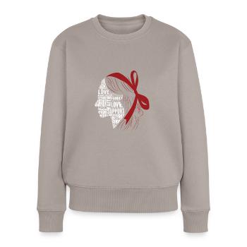 Women Head - Frauen Premium Bio Pullover - Taupe - Vorne - Julia (174cm)