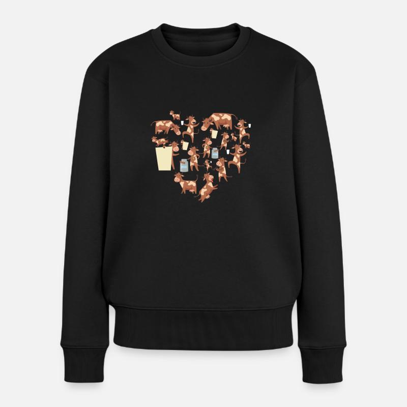 Herz Rinder Kuh - Frauen Premium Bio Pullover - Schwarz