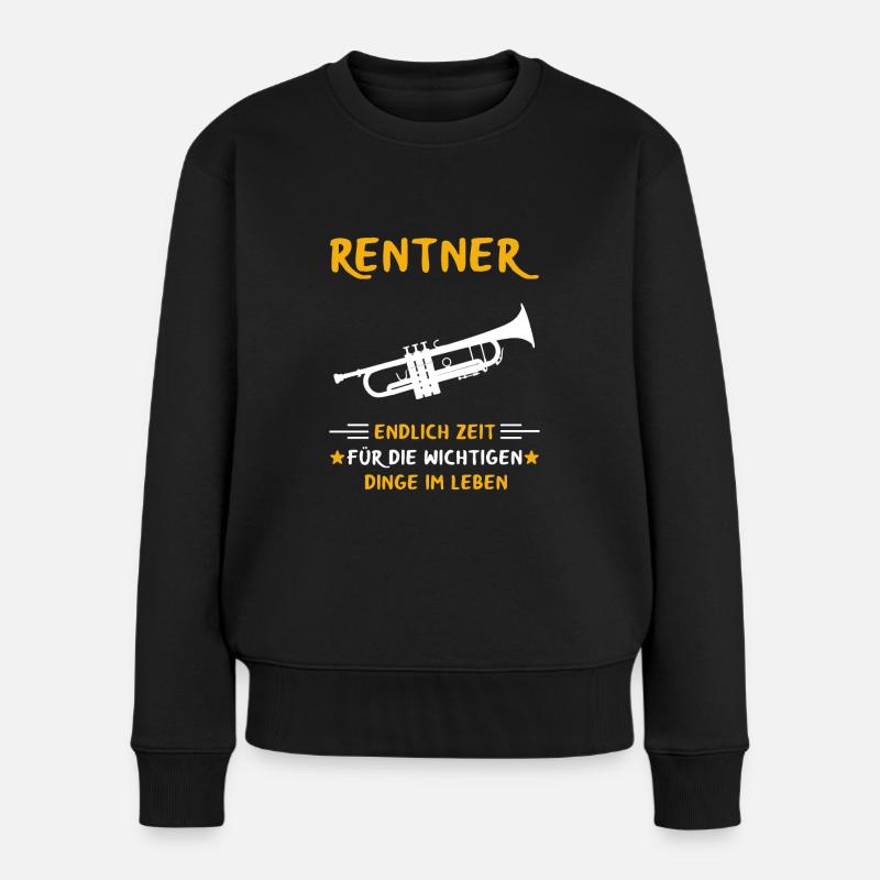Rentner Rente Rentenbeginn Trompete - Frauen Premium Bio Pullover - Schwarz