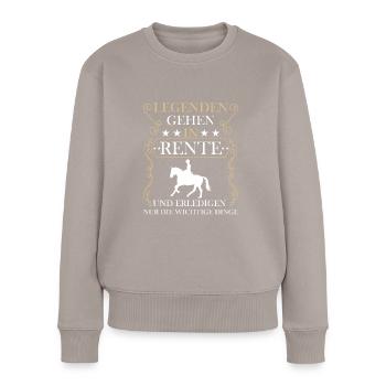 Rentner Rente Rentenbeginn Reiten Pferd Reiter - Frauen Premium Bio Pullover - Taupe - Vorne - Julia (174cm)