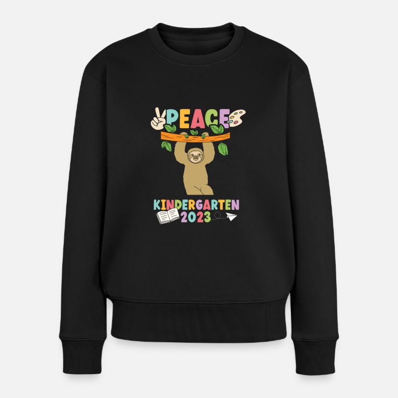 Faultier Peace Kindergarten 2023 - Frauen Premium Bio Pullover - Schwarz