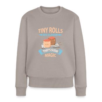 Sushi Japan Essen Sushi-Mahlzeit - Frauen Premium Bio Pullover - Taupe - Vorne - Julia (174cm)