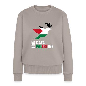 Frei Gaza Palästina - Frauen Premium Bio Pullover - Taupe - Vorne - Julia (174cm)