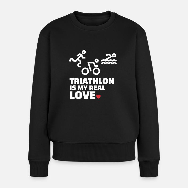 Ich Liebe Triathlon - Frauen Premium Bio Pullover - Schwarz