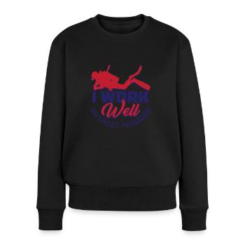 Je travaille bien sous pression - Pull Premium bio Femme - noir - Devant - Julia (174cm)