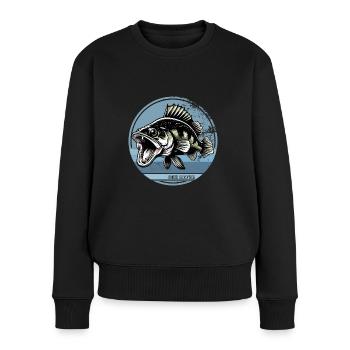 sandre, pêche, poisson prédateur, poisson - Pull Premium bio Femme - noir - Devant - Julia (174cm)