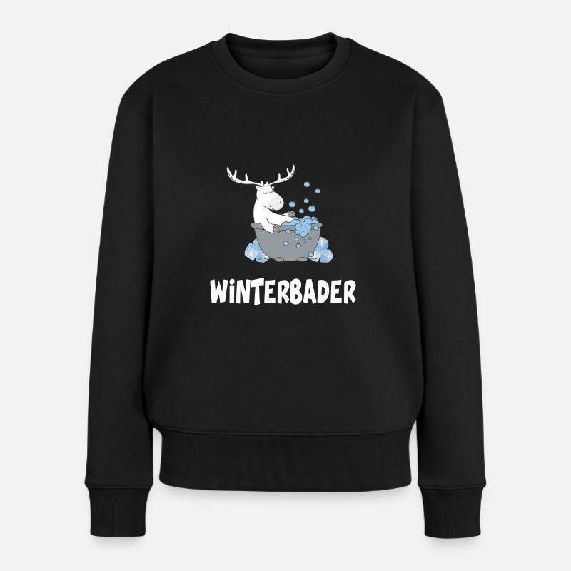Winterbader eisschwimmen Eisbad Eisbader - Frauen Premium Bio Pullover - Schwarz