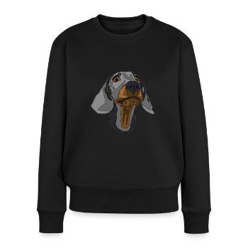 Teckel, chien de toit - Pull Premium bio Femme - noir - Devant - Julia (174cm)