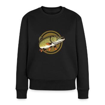 Brochet Pêche aux carnassiers Pêche Poisson - Pull Premium bio Femme - noir - Devant - Julia (174cm)