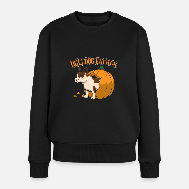 Bulldog Father - Frauen Premium Bio Pullover - Schwarz
