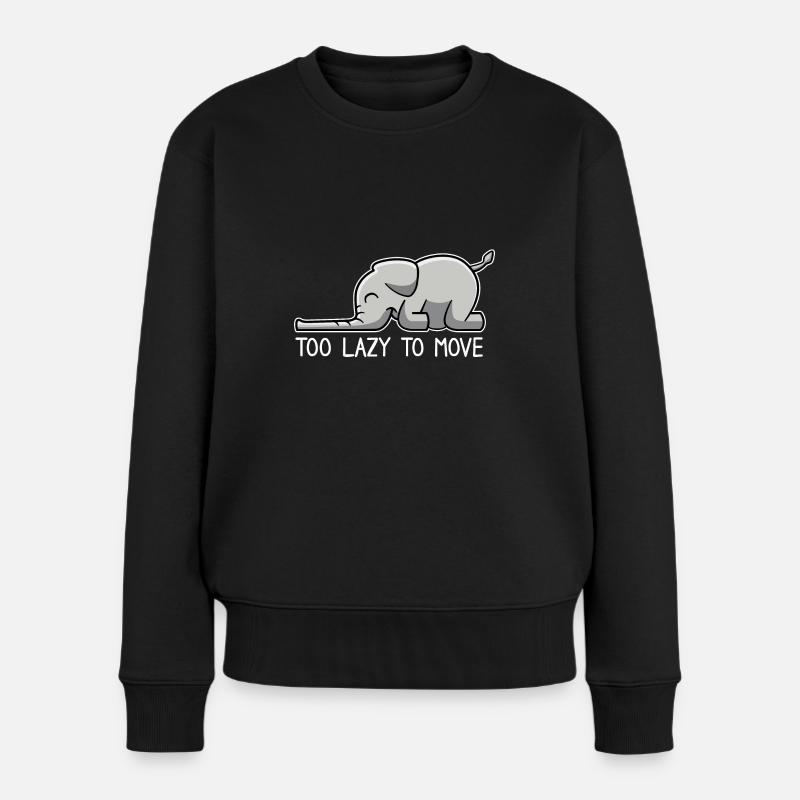 Elefant too lazy to move - Frauen Premium Bio Pullover - Schwarz