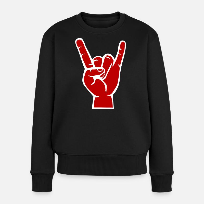 Teufels -Hand, Devil Rock cool metal Symbol - Frauen Premium Bio Pullover - Schwarz