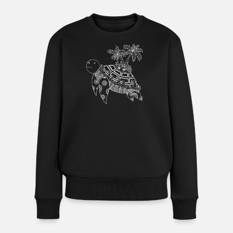 Schildkröte mit Insel auf dem Rücken - grau - Frauen Premium Bio Pullover - Schwarz