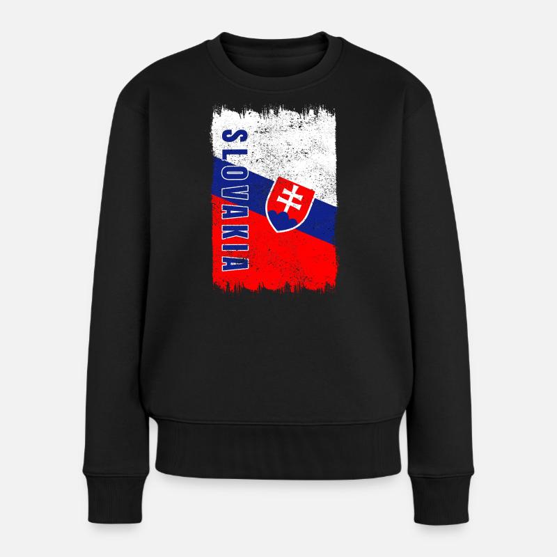 Slowakei Vintage Flagge - Frauen Premium Bio Pullover - Schwarz