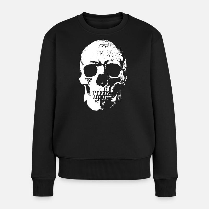 Totenkopf / Skull - Frauen Premium Bio Pullover - Schwarz