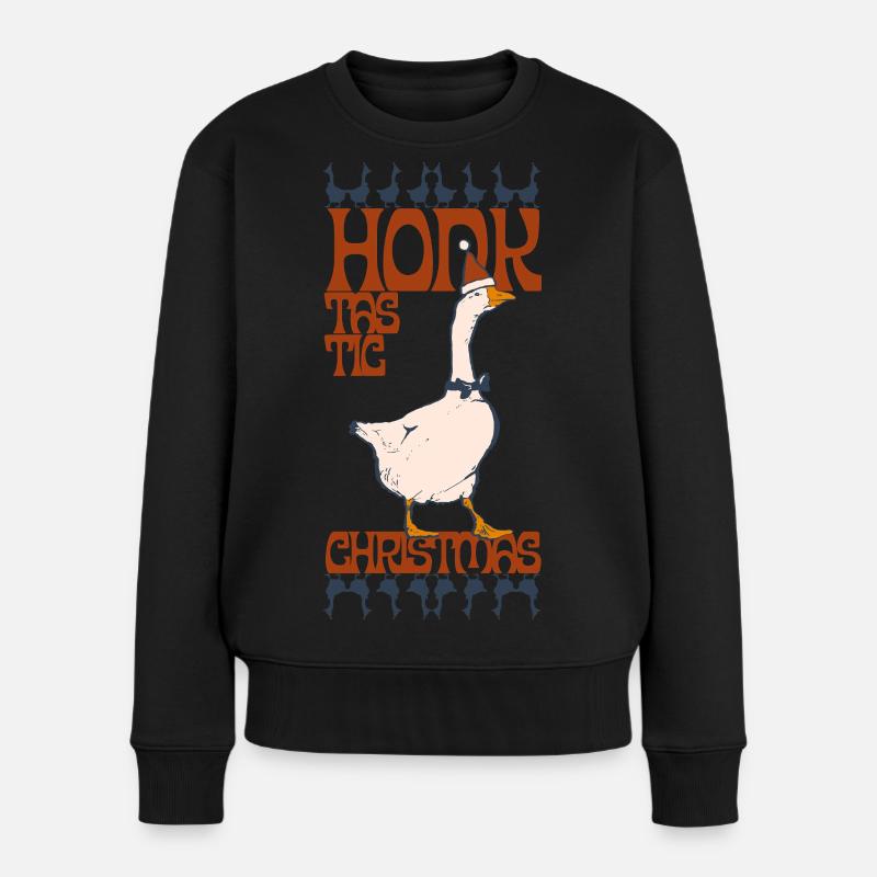 HONKTASTISCHE WEIHNACHTEN - Frauen Premium Bio Pullover - Schwarz