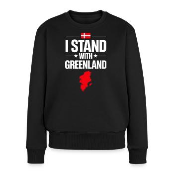 Kartenunterstützung der Grönland-Flagge - Frauen Premium Bio Pullover - Schwarz - Vorne - Julia (174cm)
