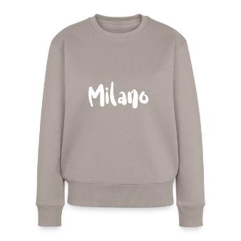 Milano - Italian - Frauen Premium Bio Pullover - Taupe - Vorne - Julia (174cm)