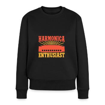 Funny Harmonica Player Enthusiast Harmonica - Frauen Premium Bio Pullover - Schwarz - Vorne - Julia (174cm)
