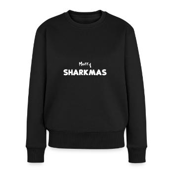 Merry Sharkmas - Ugly Christmas - Frauen Premium Bio Pullover - Schwarz - Vorne - Julia (174cm)