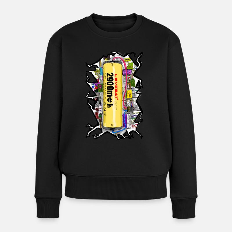 Liebesbatterie - Frauen Premium Bio Pullover - Schwarz