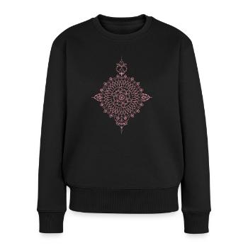 Annies Apricot Mandala - Frauen Premium Bio Pullover - Schwarz - Vorne - Julia (174cm)