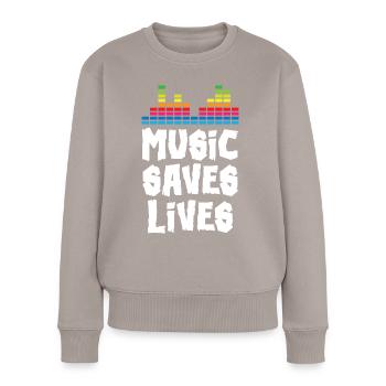 La musique sauve des vies - Pull Premium bio Femme - taupe - Devant - Julia (174cm)