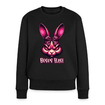 BÖSES HASI – Süß, aber teuflisch! - Frauen Premium Bio Pullover - Schwarz - Vorne - Julia (174cm)