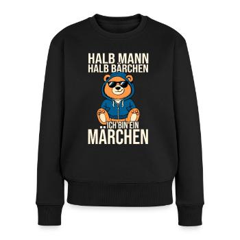 Bär halb Mann halb Bärchen Märchen Partner - Frauen Premium Bio Pullover - Schwarz - Vorne - Julia (174cm)
