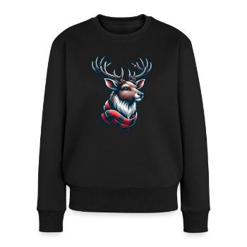 Renne de Noël - Pull Premium bio Femme - noir - Devant - Julia (174cm)