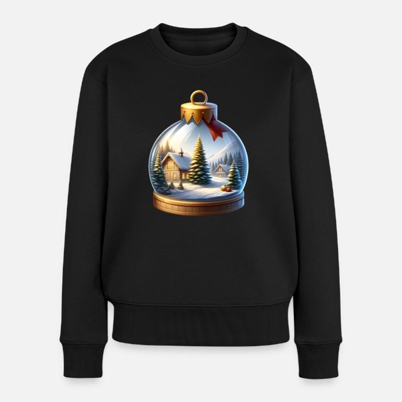Weihnachtskugel Weihnachtsbäume Schnee - Frauen Premium Bio Pullover - Schwarz