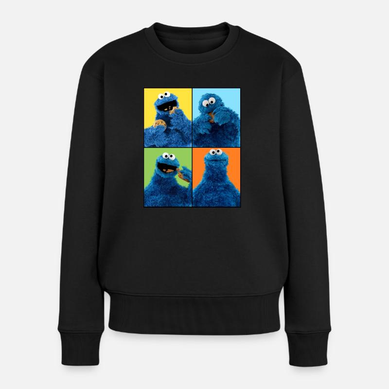 Sesamstraße Krümelmonster Posen - Frauen Premium Bio Pullover - Schwarz