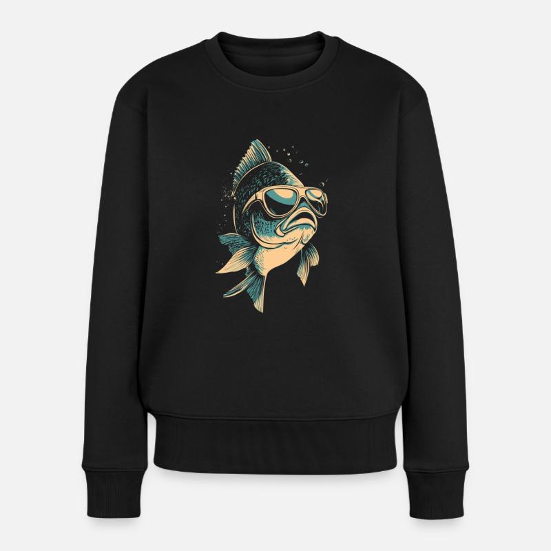 Poisson amusant pour les pêcheurs - Pull Premium bio Femme - noir