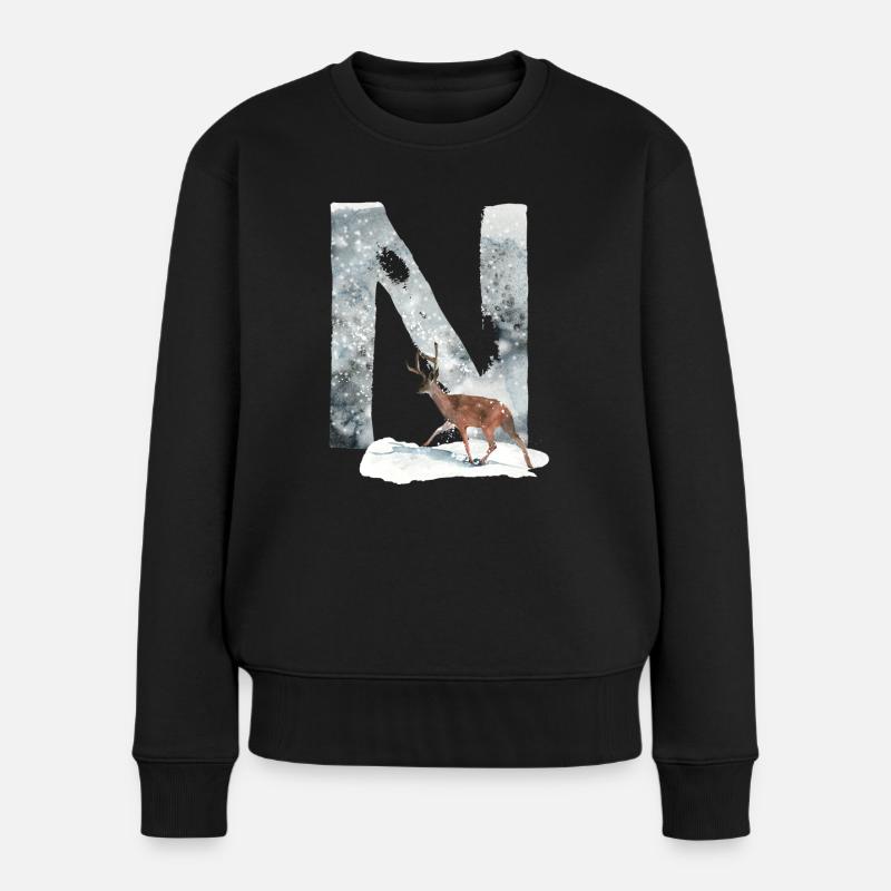 N – dekoratives Schriftzeichen – Winter - Frauen Premium Bio Pullover - Schwarz