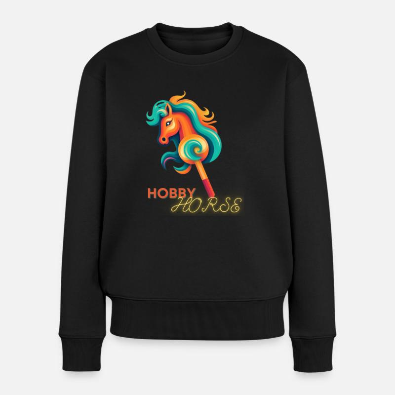 Steckenpferd Mädchen Steckenpferd - Frauen Premium Bio Pullover - Schwarz
