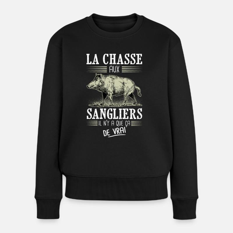 chasse sanglier humour chasseur - Pull Premium bio Femme - noir