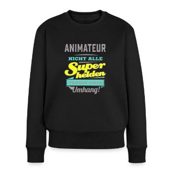 NEON Design für Superhelden - Animateur - Gesche - Frauen Premium Bio Pullover - Schwarz - Vorne - Julia (174cm)
